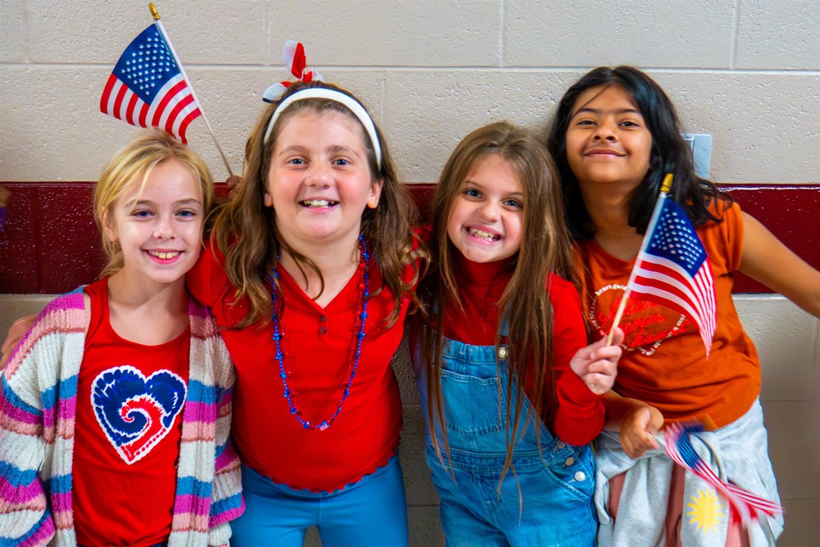 girls with american flags